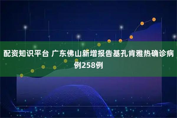 配资知识平台 广东佛山新增报告基孔肯雅热确诊病例258例